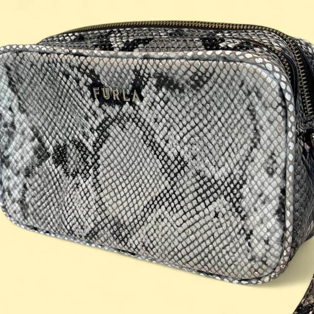 Furla Python Print Leather Camera Bag Crossbody S… - image 2